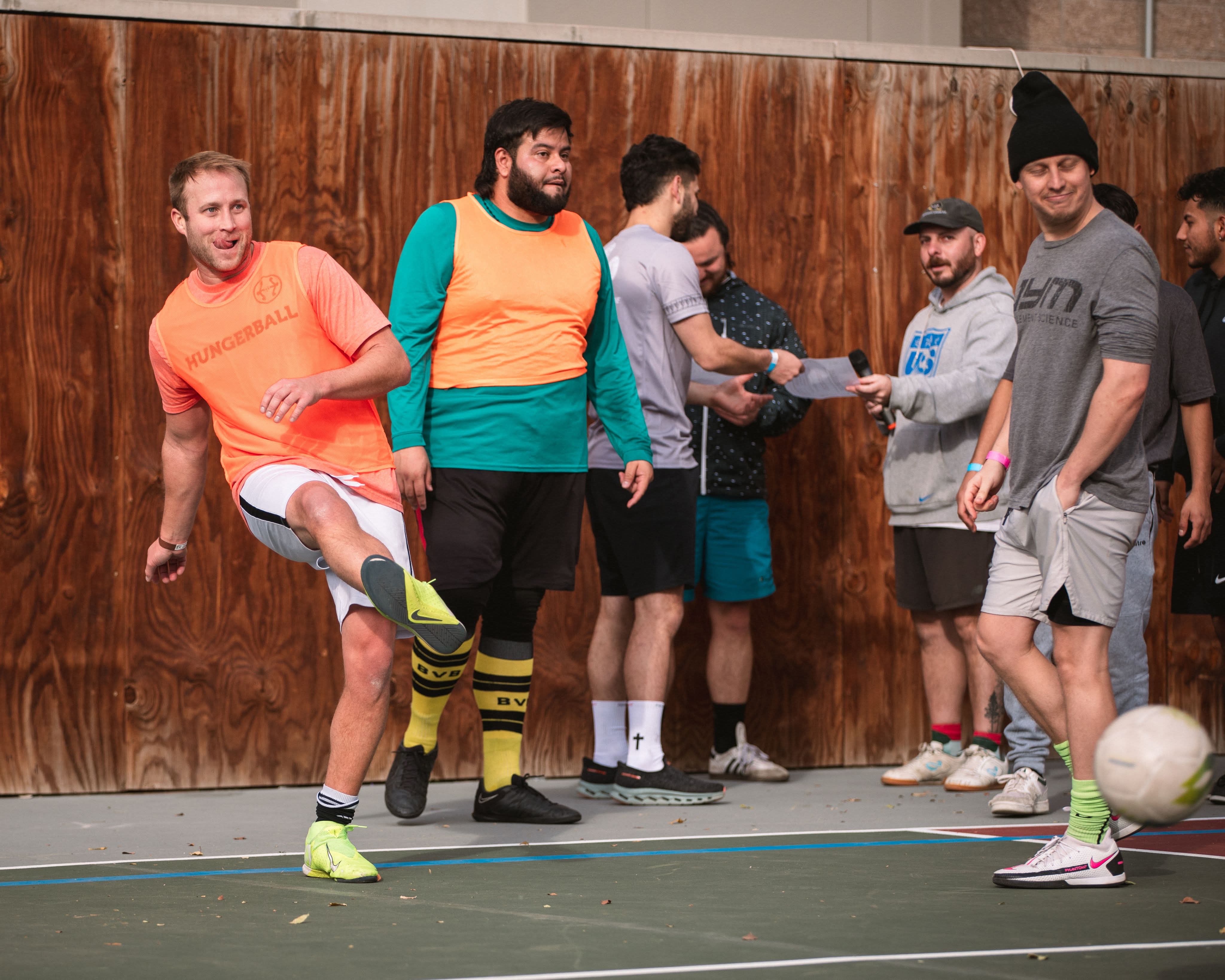 Bare Bones players at a wall-side pickup game
